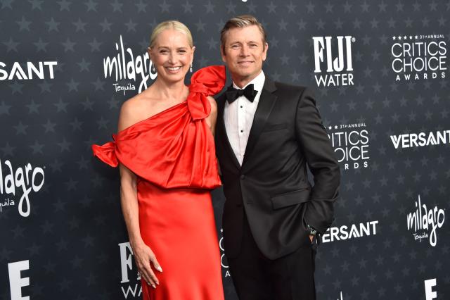 US actress Katherine LaNasa (L) and her husband US actor Grant Show attend the 31st Annual Critics Choice Awards at Barker Hangar in Santa Monica, California, on January 4, 2026. (Photo by Chris DELMAS / AFP)