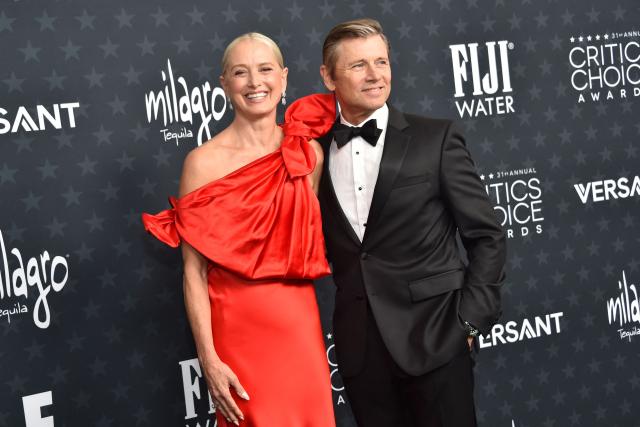 US actress Katherine LaNasa (L) and her husband US actor Grant Show attend the 31st Annual Critics Choice Awards at Barker Hangar in Santa Monica, California, on January 4, 2026. (Photo by Chris DELMAS / AFP)