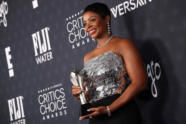 US actress Janelle James poses in the press room with her award for Best Supporting Actress in a Comedy Series for "Abbott Elementary" during the 31st Annual Critics Choice Awards at Barker Hangar in Santa Monica, California, on January 4, 2026. (Photo by Michael Tran / AFP)