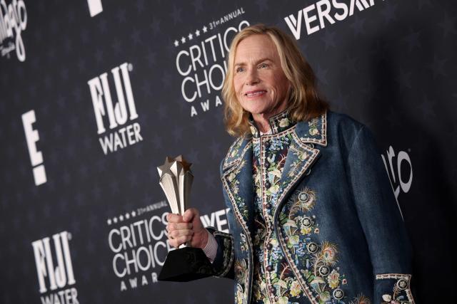 US actress Amy Madigan poses in the press room with her Best Supporting Actress award for "Weapons" during the 31st Annual Critics Choice Awards at Barker Hangar in Santa Monica, California, on January 4, 2026. (Photo by Michael Tran / AFP)