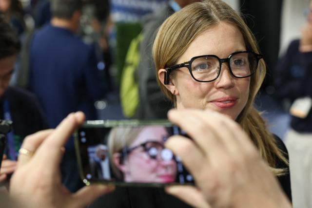 The Cearvol Lyra hearing aid glasses are demonstrated during CES Unveiled, ahead of the Consumer Electronics Show (CES) in Las Vegas, Nevada on January 4, 2026. (Photo by Patrick T. Fallon / AFP)
