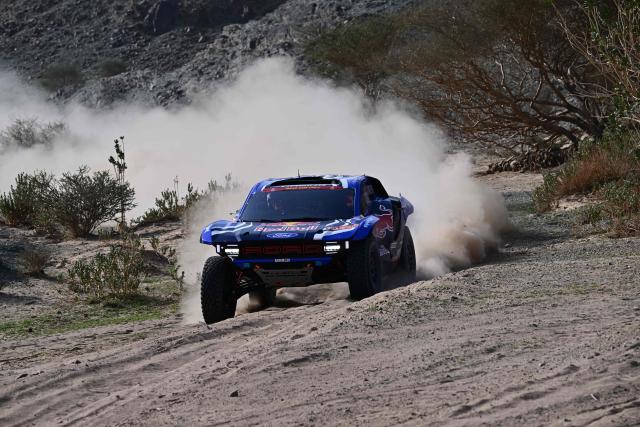 Ford Racing's Swedish driver Mattias Ekstrom and Swedish co-driver Emil Bergkvist compete in Stage 2 of the 48th edition of the Dakar Rally, between Yanbu and Al Ula in Saudi Arabia, on January 5, 2026. (Photo by Giuseppe CACACE / AFP)