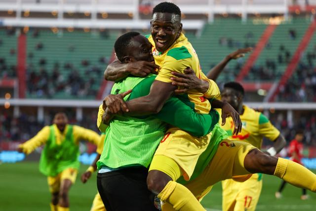 Benin's forward #20 Jodel Dossou(C) celebrates scoring his team's first goal during the Africa Cup of Nations (CAN) round of 16 football match between Egypt and Benin at the Grand Stadium in Agadir on January 5, 2026. (Photo by Franck FIFE / AFP)