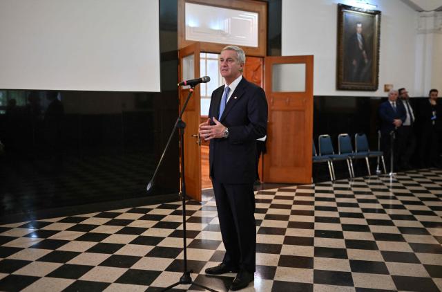 Chile's President-elect Jose Antonio Kast speaks to the media after receiving the proclamation act at the Electoral Court in Santiago on January 5, 2026. (Photo by Rodrigo ARANGUA / AFP)