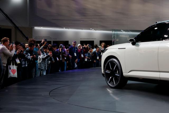 The Afeela Prototype 2026 is displayed during a Sony Honda Mobility news conference ahead of the annual Consumer Electronics Show in Las Vegas, Nevada, on January 5, 2026. (Photo by Caroline Brehman / AFP)