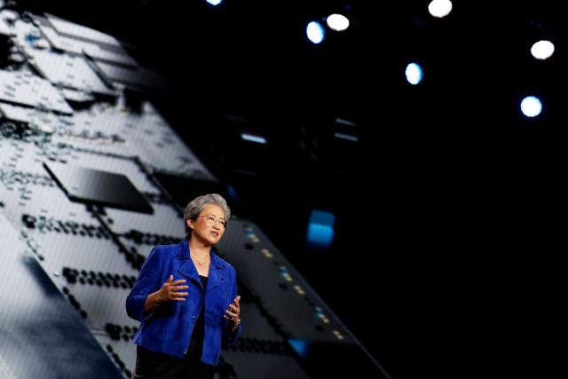 Lisa Su, chair and chief executive officer of Advanced Micro Devices Inc. (AMD), speaks during an AMD news conference ahead of the annual Consumer Electronics Show in Las Vegas, Nevada, on January 5, 2026. (Photo by Caroline Brehman / AFP)
