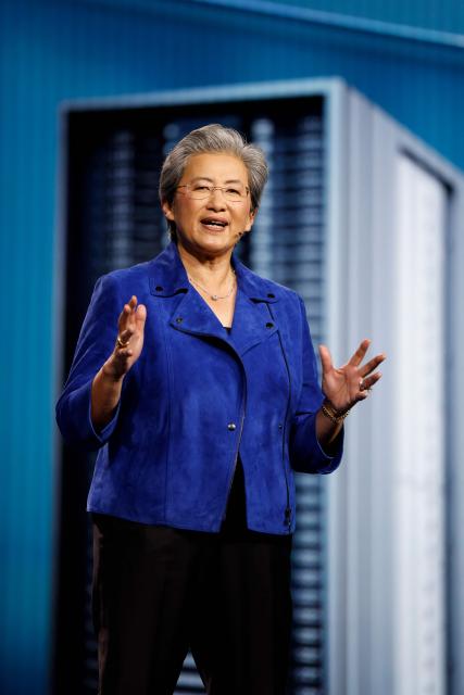 Lisa Su, chair and chief executive officer of Advanced Micro Devices Inc. (AMD), speaks during an AMD news conference ahead of the annual Consumer Electronics Show in Las Vegas, Nevada, on January 5, 2026. (Photo by Caroline Brehman / AFP)