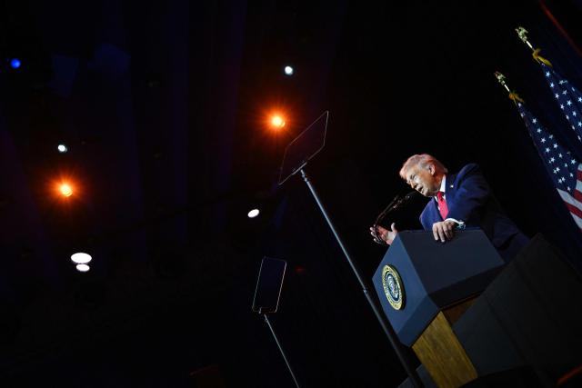 US President Donald Trump speaks during the House Republican Party (GOP) member retreat at the Kennedy Center in Washington, DC, on January 6, 2026. (Photo by Mandel NGAN / AFP)