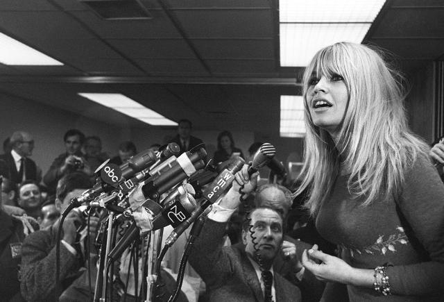 (FILES) French actress Brigitte Bardot gives an unexpected press conference on December 17, 1965 at her arrival at Kennedy airport in New-York where she came to attend the preview of "Viva Maria" directed by Louis Malle. The funeral of French actress Brigitte Bardot, who died at 91 on December 28, 2025, will take place in Saint-Tropez on January 7, 2026. (Photo by AFP)