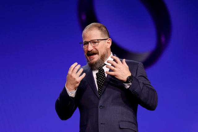 President and CEO of NVIDIA Jensen Huang speaks during a Siemens news conference at the annual Consumer Electronics Show (CES) in Las Vegas, Nevada, on January 6, 2026. (Photo by Caroline Brehman / AFP)