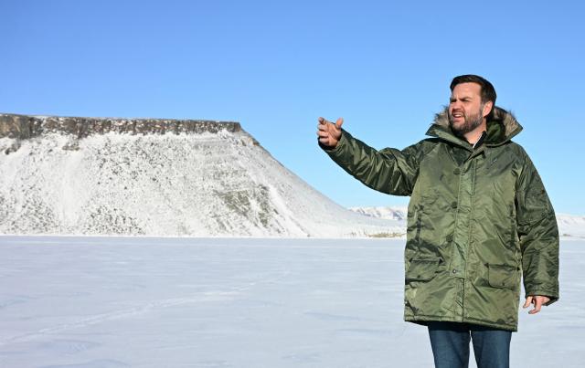 (FILES) US Vice President JD Vance tours the US military's Pituffik Space Base in Greenland on March 28, 2025. US President Donald Trump is discussing options including military action to take control of Greenland, the White House said on January 6, 2026, upping tensions that Denmark warns could destroy the NATO alliance. Trump has stepped up his designs on the mineral-rich, self-governing Danish territory in the arctic since the US military seized Venezuelan leader Nicolas Maduro last weekend. (Photo by Jim WATSON / POOL / AFP)