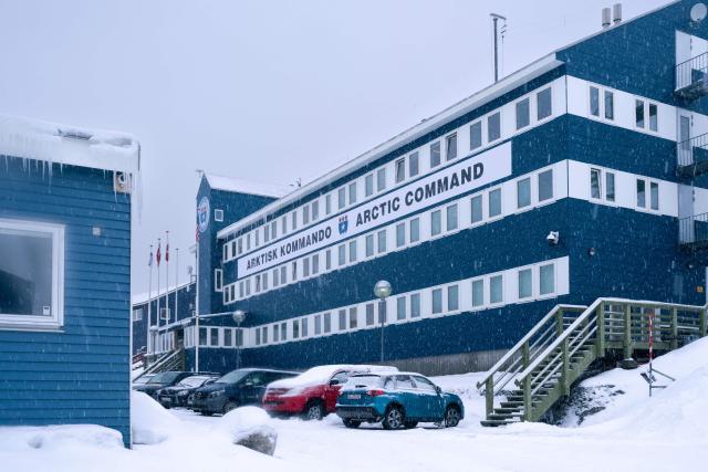 (FILES) The Joint Arctic Command headquarter handling the Defence's tasks in and around Greenland and the Faroe Islands is pictured in Nuuk, Greenland, on March 24, 2025. US President Donald Trump is discussing options including military action to take control of Greenland, the White House said on January 6, 2026, upping tensions that Denmark warns could destroy the NATO alliance. Trump has stepped up his designs on the mineral-rich, self-governing Danish territory in the arctic since the US military seized Venezuelan leader Nicolas Maduro last weekend. (Photo by Juliette PAVY / AFP)