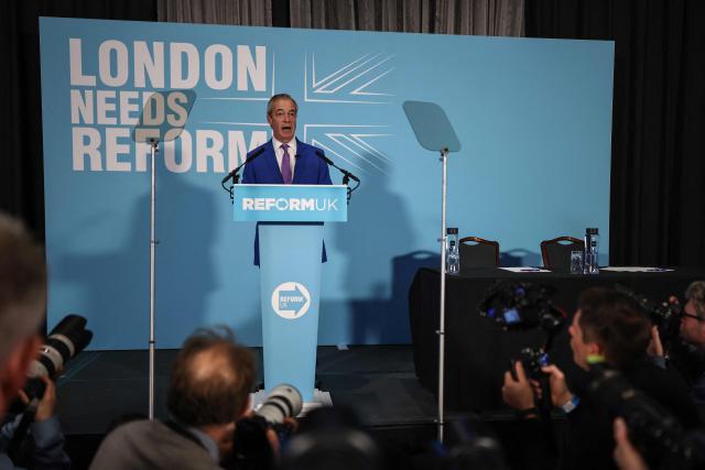 Reform UK leader, Nigel Farage, attends a party press conference in London on January 7, 2026. (Photo by Henry NICHOLLS / AFP)