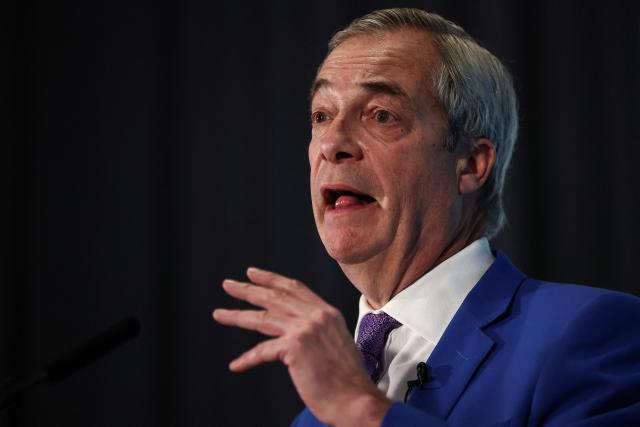 Reform UK leader, Nigel Farage, attends a party press conference in London on January 7, 2026. (Photo by HENRY NICHOLLS / AFP)