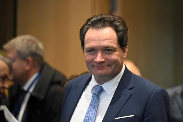 Portugal Minister of Agriculture José Manuel Fernandes looks on prior to a meeting of EU agriculture ministers on Mercosur agreement at the European Commission in Brussels on January 7, 2026. (Photo by Nicolas TUCAT / AFP)