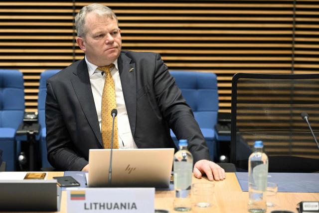 Lithuania's Minister of Agriculture Andrius Palionis looks on prior to a meeting of EU agriculture ministers on Mercosur agreement at the European Commission in Brussels on January 7, 2026. (Photo by Nicolas TUCAT / AFP)