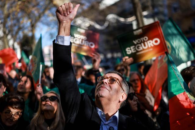 Portuguese Socialist Party (PS) presidential candidate Antonio Jose Seguro gestures during a street rally as part of his campaign for the Portuguese Presidency in Lisbon on January 7, 2026. Portugal goes to the polls to elect a new president on January 18, 2026. (Photo by PATRICIA DE MELO MOREIRA / AFP)