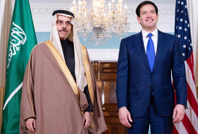 US Secretary of State Marco Rubio meets with Saudi Foreign Minister Faisal bin Farhan at the State Department in Washington, DC, on January 7, 2026. (Photo by SAUL LOEB / AFP)