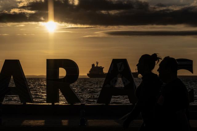 This view shows a crude oil tanker anchored on Lake Maracaibo, Venezuela, on January 7, 2026. US Energy Secretary Chris Wright said in January 7, Washington will control sales of Venezuelan oil "indefinitely," a day after President Donald Trump announced Venezuela's interim leaders had agreed to US-managed marketing of 30-50 million barrels of crude. (Photo by Maryorin Mendez / AFP)