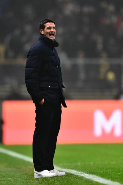 Inter Milan's Romanian head coach Cristian Chivu reacts during the Italian Serie A football match between Parma and Inter Milan at the Ennio Tardini stadium in Parma on January 7, 2026. (Photo by Marco BERTORELLO / AFP)