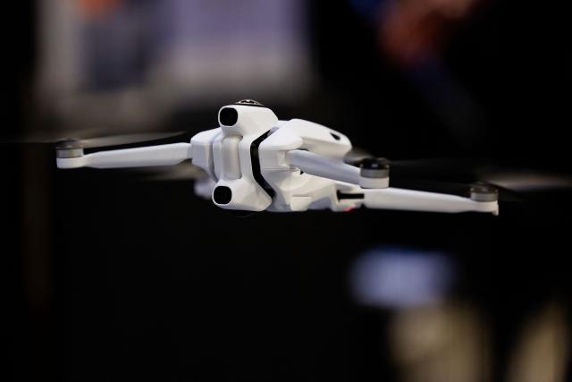 The Antigravity A1 360 degree drone is displayed during the annual Consumer Electronics Show (CES) in Las Vegas, Nevada, on January 7, 2026. (Photo by Caroline Brehman / AFP)