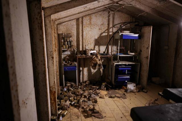 (FILES) This photograph taken during a press tour organised by the Lebanese army shows a room inside an abandoned tunnel said to have been used by Hezbollah, in a mountainous valley on the outskirts of the southern village of Zibqin, on November 28, 2025. Lebanon's army said on Januray 8, 2026, that it had completed the first phase of its plan to disarm Hezbollah in south Lebanon, while Israel called the efforts encouraging but "far from sufficient". Under heavy US pressure and amid fears of expanded Israeli strikes, Lebanon has committed to disarming the Iran-backed militant group, which was badly weakened after more than a year of hostilities including two months of all-out war that ended with a November 2024 ceasefire. (Photo by ANWAR AMRO / AFP)