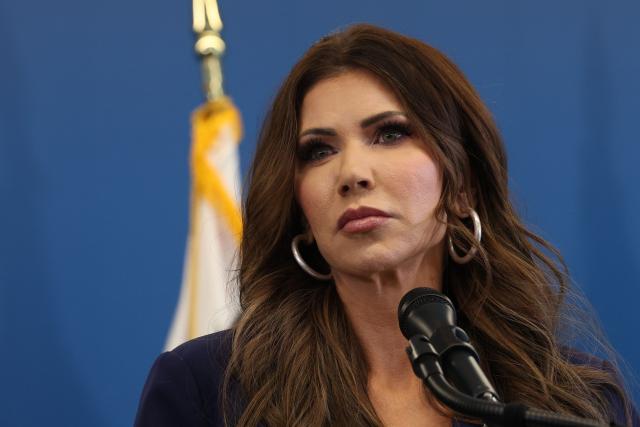 US Secretary of Homeland Security Kristi Noem attends a press conference in New York City on January 8, 2026. (Photo by TIMOTHY A.CLARY / AFP)