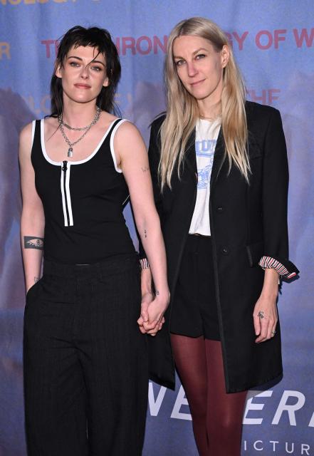 US director, writer, actress Kristen Stewart (L) and her wife producer Dylan Meyer attend the LA premiere of "The Chronology of Water" at 2220 Arts & Archives in Los Angeles on January 8, 2026. (Photo by Lisa O'CONNOR / AFP)
