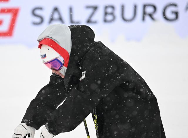 Switzerland's Jasmine Flury is pictured after the cancellation of the second training for the women's downhill race of the FIS Alpine Ski World Cup in Zauchensee, Austria on January 9, 2026. (Photo by BARBARA GINDL / APA / AFP) / Austria OUT