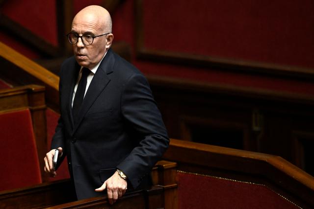 (FILES) The President of the UDR rightist party and member of Parliament Eric Ciotti takes his seat during the debate following government statement on national defence strategy at the National Assembly, France's parliament lower house, in Paris on December 10, 2025. Ciotti, the UDR and far right RN parties candidate for mayor of Nice, was questioned on January 9, 2026 in Nanterre as part of an investigation into allegations of illegal surveillance, according to a source close to the case confirming a report in French daily Le Parisien. (Photo by JULIEN DE ROSA / AFP)