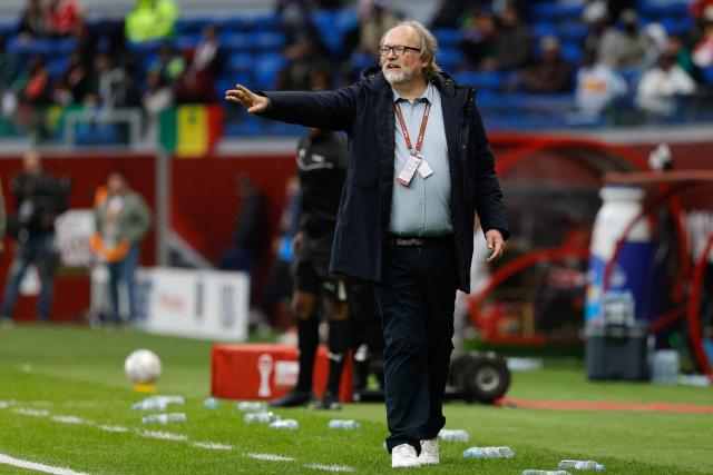Mali's head coach Tom Saintfiet gestures during the Africa Cup of Nations (CAN) quarter-final football match between Mali and Senegal at the Grand Stadium in Tangiers on January 9, 2026. (Photo by Abdel Majid BZIOUAT / AFP)