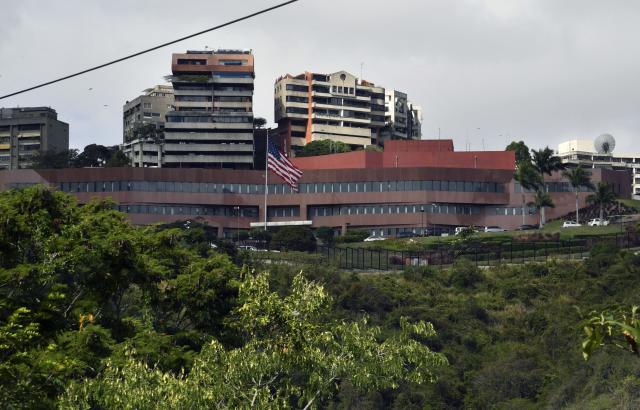 (FILES) General view of the US embassy building in Caracas, a day after Venezuelan President Nicolas Maduro broke off diplomatic ties with the US on January 24, 2019. Senior US diplomats traveled on January 9, 2026, to Caracas to look at reopening the embassy shuttered since 2019, following Washington's overthrow of leader Nicolas Maduro, a US official said. John McNamara, the top US diplomat in neighboring Colombia, and other personnel "traveled to Caracas to conduct an initial assessment for a potential phased resumption of operations," a US official said on customary condition of anonymity. (Photo by YURI CORTEZ / AFP)