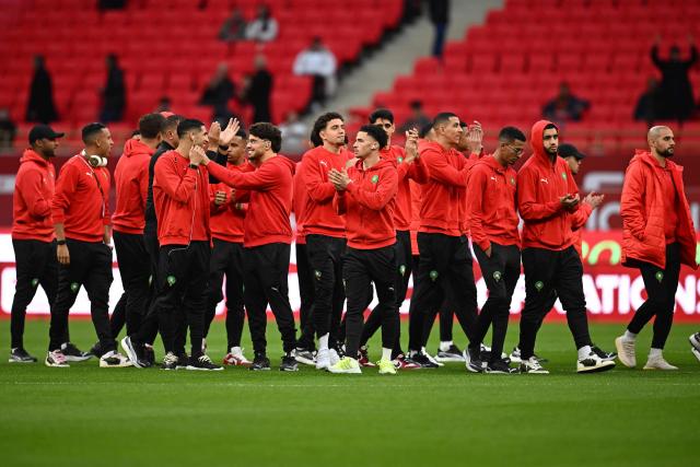 Morocco's team arrives for the Africa Cup of Nations (CAN) quarter-final football match between Cameroon and Morocco at the Prince Moulay Abdallah stadium in Rabat on January 9, 2026. (Photo by Paul ELLIS / AFP)