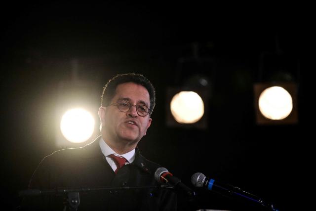 French leftist party La France Insoumise (LFI) Member of Parliament Gabriel Amard speaks during the LFI 2026 New Year's wishes address at the Cultural and Community Center of Villeurbanne (CCVA), central-eastern France, on January 9, 2026. (Photo by OLIVIER CHASSIGNOLE / AFP)