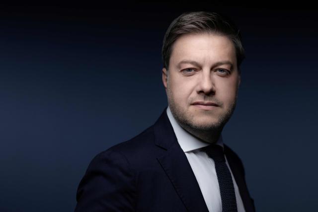 (FILES) Marseille's Mayor Benoit Payan poses during a photo session in Paris on November 19, 2025. The outgoing mayor of Marseille, Benoit Payan, officially announced on January 10, 2026 his candidacy for a new term as head of France's second-largest city. (Photo by JOEL SAGET / AFP)