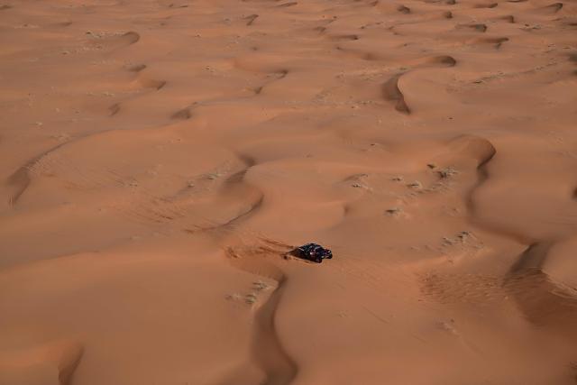 Rd Limited’s French driver Romain Dumas and French co?pilot Alexandre Winocq compete in the Stage 6 of the 48th edition of the Dakar Rally 2026, between Hail and Riyadh, Saudi Arabia, on January 9, 2026. (Photo by Giuseppe CACACE / AFP)