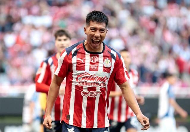 Guadalajara's US midfielder #23 Daniel Aguirre celebrates after scoring his team's second goal during the Liga MX Clausura football match between Guadalajara and Pachuca at the Akron Stadium in Zapopan, Mexico on January 10, 2026. (Photo by Ulises Ruiz / AFP)