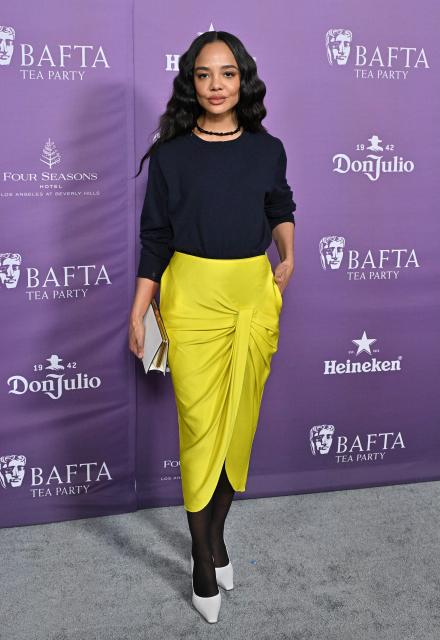 US actress Tessa Thompson attends the BAFTA Tea Party at The Four Seasons Hotel in Beverly Hills, California on January 10, 2026. (Photo by LISA O'CONNOR / AFP)