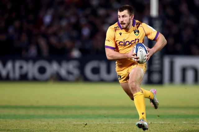 Northampton Saints' wing Ollie Sleightholme  runs during the European Champions Cup first round, day 3, pool 4, rugby union match between Bordeaux-Begles and Northampton Saints at the Chaban-Delmas stadium in Bordeaux on January 11, 2026. (Photo by ROMAIN PERROCHEAU / AFP)