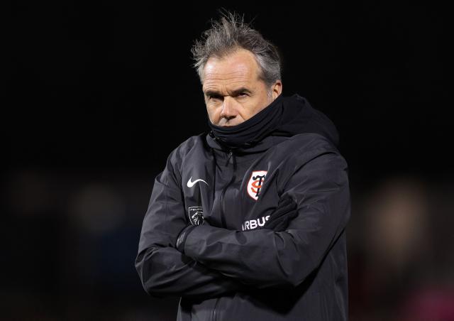 Toulouse's French Head Coach Ugo Mola reacts ahead of the European Rugby Champions Cup pool 1, rugby union match between Saracens and Stade Toulousain at the StoneX Stadium in north London on January 11, 2026. (Photo by Adrian Dennis / AFP)