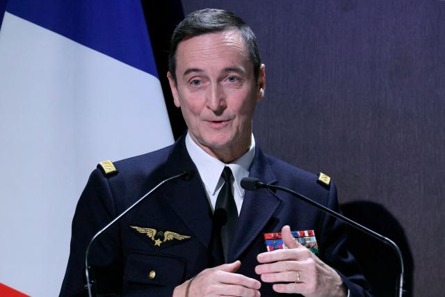 General Chief of Staff of the French Armed Forces Fabien Mandon speaks during a press conference to launch the national recruitment campaign for a new national military service in Paris on January 12, 2026. The French government and army chiefs launch a campaign to recruit several thousand young people for a new ten-month paid "national service" programme, an initiative announced in November by the president to "meet the needs of the armed forces" in the face of increased risks of conflict. (Photo by Thomas SAMSON / AFP)