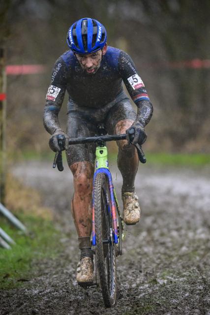 Dutch rider Lars Van Der Haar competes during the men's elite race of the Cyclocross Otegem cycling event in Otegem on January 12, 2026. (Photo by DAVID PINTENS / Belga / AFP) / Belgium OUT