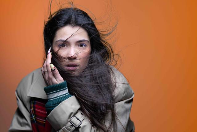French singer and actress Myra Tyliann poses during à photo session in Paris on January 12, 2026. (Photo by Joel Saget / AFP)