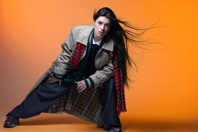 French singer and actress Myra Tyliann poses during à photo session in Paris on January 12, 2026. (Photo by Joel Saget / AFP)