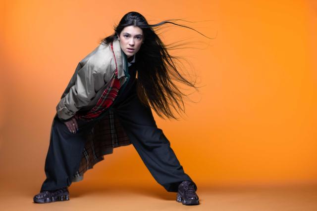French singer and actress Myra Tyliann poses during à photo session in Paris on January 12, 2026. (Photo by Joel Saget / AFP)