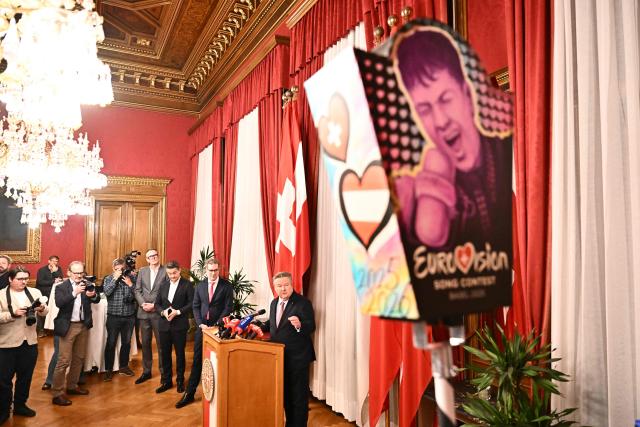 Mayor of Vienna Michael Ludwig speaks during a Eurovision Song Contest 2026 ceremonial hand over, of a specially designed carnival lantern from Basel to Vienna, in Vienna’s city hall in Vienna, Austria on January 12, 2026, prior the the draw of 2 ESC semifinal groups. (Photo by Joe Klamar / AFP)