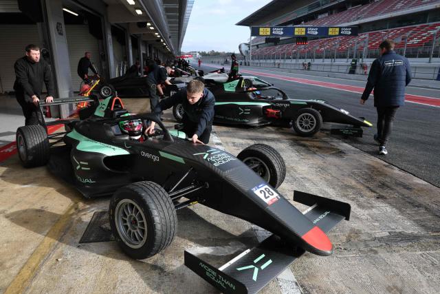 British driver Skye Parker takes part in a test training session at the Circuit de Barcelona-Catalunya in Montmelo, Barcelona province, on December 16, 2025. The project of More Than Equal, founded by entrepreneur and philanthropist Karel Komarek and former F1 driver David Coulthard, is simple and fearlessly ambitious: to find and develop the first woman F1 world champion in a male-dominated sport. (Photo by Lluis GENE / AFP)