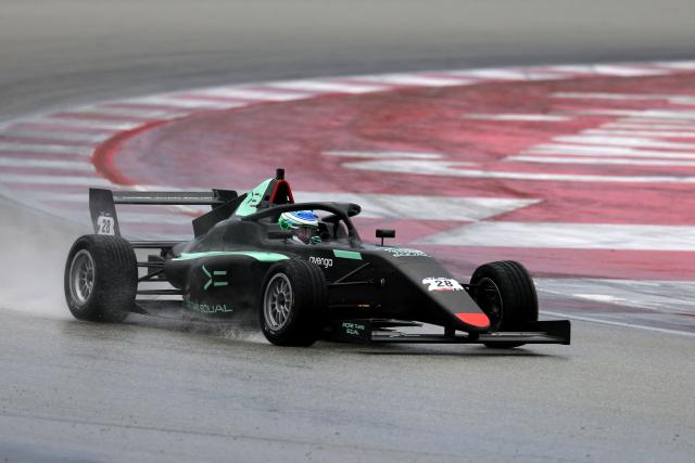 Austrian driver Ivonn Simeonova takes part in a test training session at the Circuit de Barcelona-Catalunya in Montmelo, Barcelona province, on December 15, 2025. The project of More Than Equal, founded by entrepreneur and philanthropist Karel Komarek and former F1 driver David Coulthard, is simple and fearlessly ambitious: to find and develop the first woman F1 world champion in a male-dominated sport. (Photo by Lluis GENE / AFP)