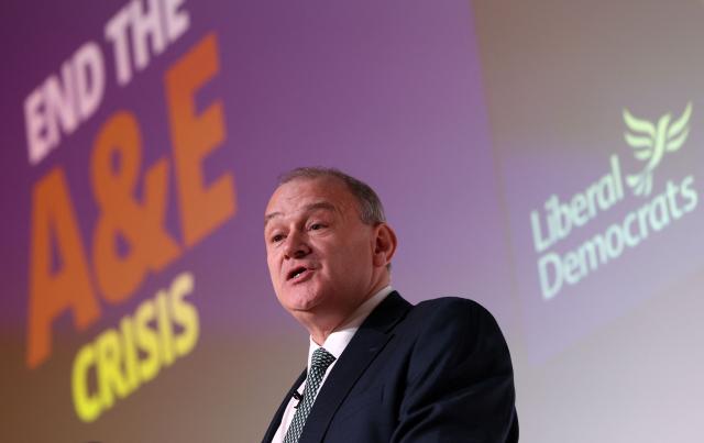 Britain's Liberal Democrat party leader Ed Davey speaks about the state of Britain's Accident and Emergency departments within hospitals, during a press conference in central London on January 13, 2026. (Photo by Adrian Dennis / AFP)