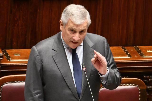 Italy’s Minister of Foreign Affairs and International Cooperation Antonio Tajani speaks during a government briefings on the events in Crans-Montana and the latest developments Venezuela at the Chamber of Deputies in Rome on January 13, 2026. (Photo by Alberto PIZZOLI / AFP)